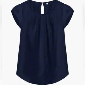 Tamaso Navy Tulip Cap Sleeve top